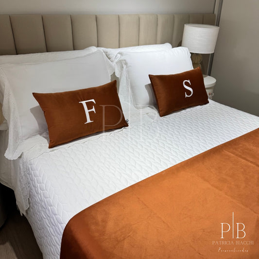 Peseira Dupla Veludo Terracota