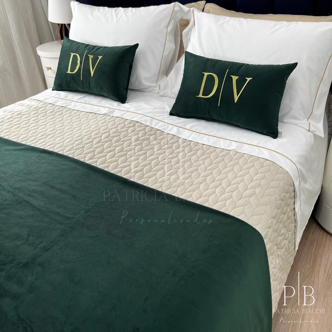 Peseira Dupla Veludo Verde Escuro