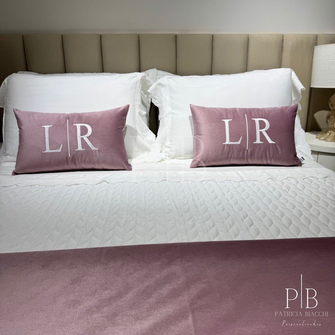 Peseira Dupla Veludo Rosa