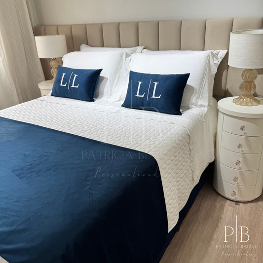 Peseira Dupla Veludo Marinho