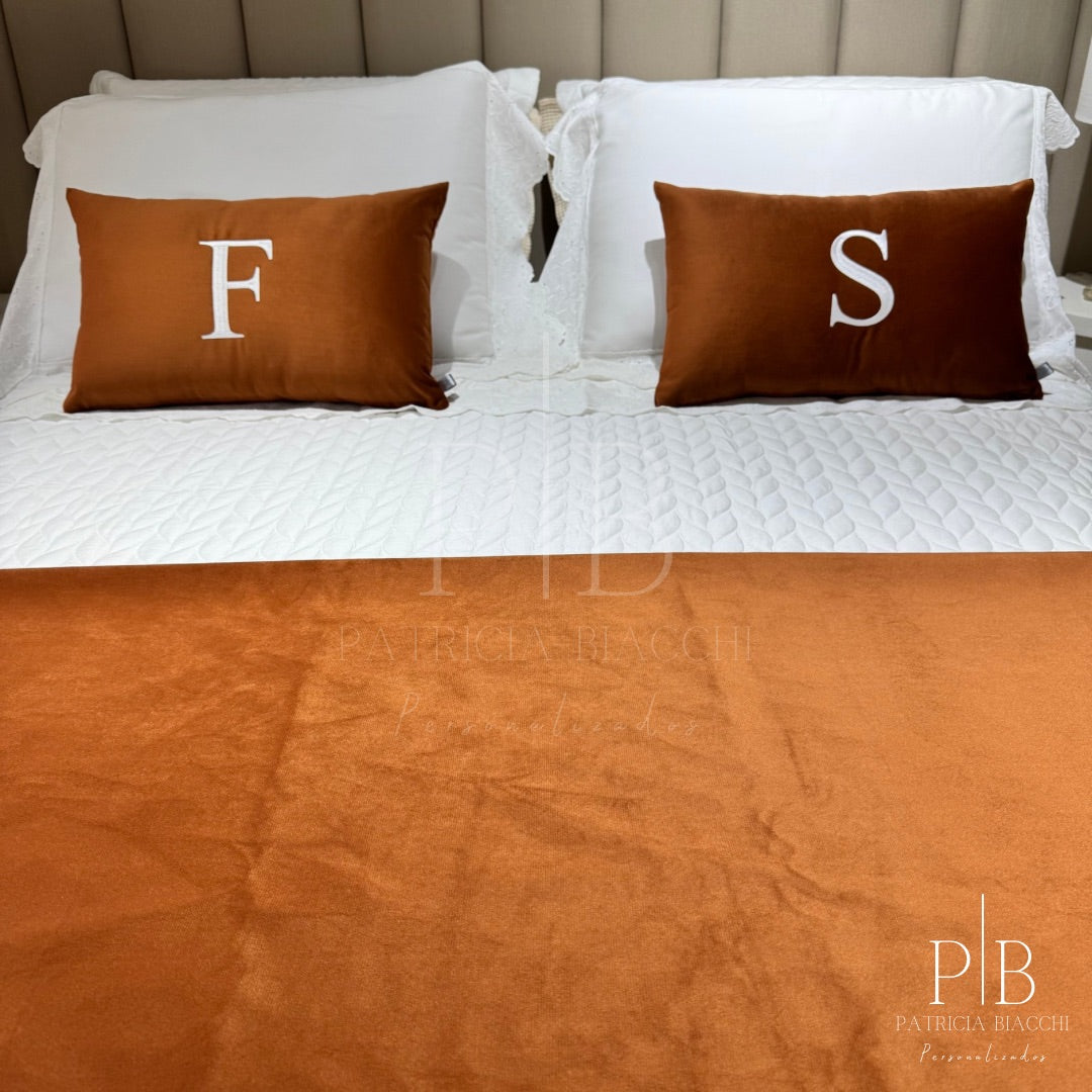 Peseira Dupla Veludo Terracota