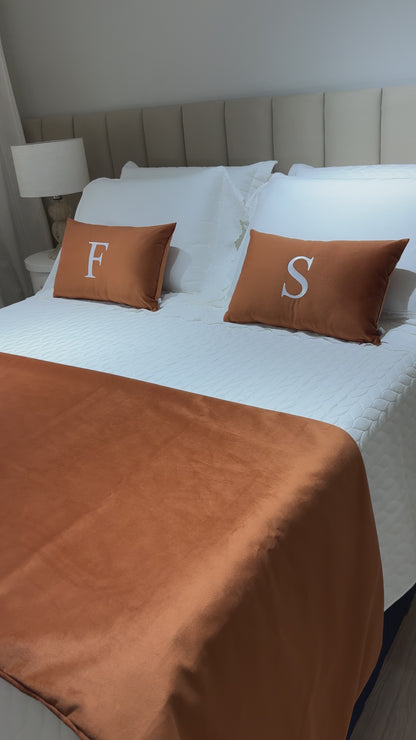 Peseira Dupla Veludo Terracota