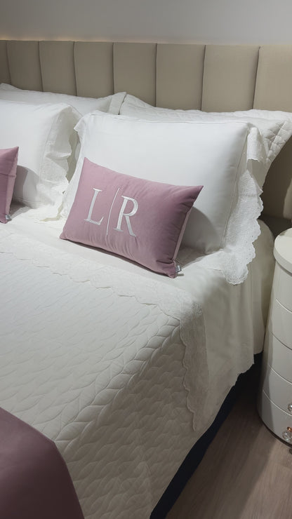 Peseira Dupla Veludo Rosa