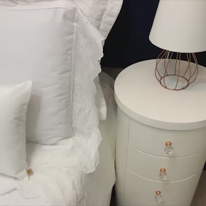 Par de Almofadas com Iniciais Square Veludo Branco Bordado Branco